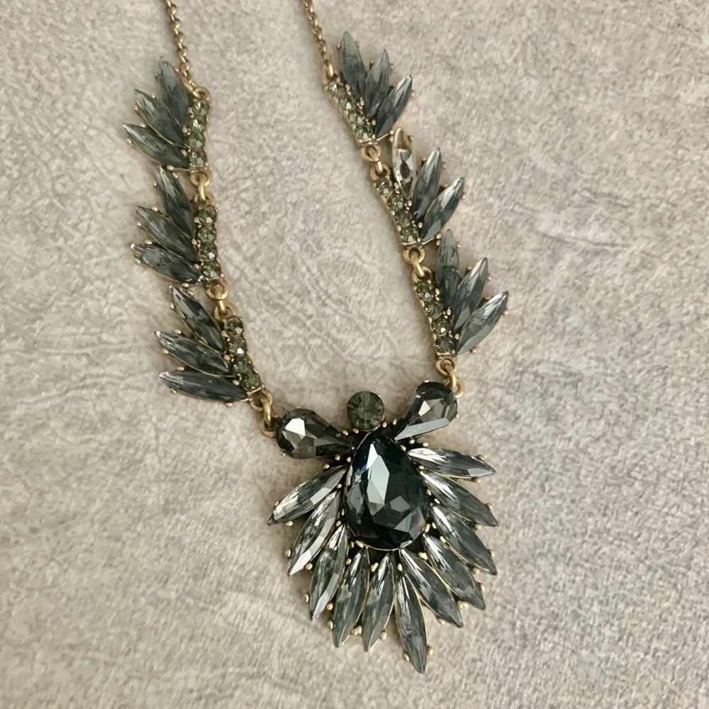 J. Crew blue/grey tone crystal statement necklace. Longer length. - Picture 5 of 6